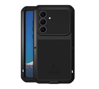 LOVE MEI - Carcasa metálica para Samsung Galaxy S25 FE de 6.7 pulgadas, carcasa metálica híbrida resistente a prueba de golpes, polvo, suciedad, nieve, aluminio resistente (negro)