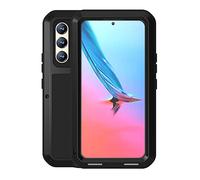 LOVE MEI para Samsung Galaxy S22 Metal Funda, al Aire Libre Deportes híbrido Aluminio Metal Antichoque Antipolvo Protectora Funda con Vidrio Templado para Samsung Galaxy S22 5G 6,1 Pulgada (Negro)