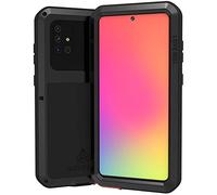 LOVE MEI Samsung Galaxy A71 Carcasa de Aluminio y Metal de Cristal Templado Resistente a los Golpes Militares Heavy Duty Resistente Cubierta para Samsung Galaxy A71 (A71, Negro)