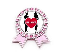 Love Men Women Art Deco Fashion Badge Pin Pink Winner Award Medal, Medium, Metal