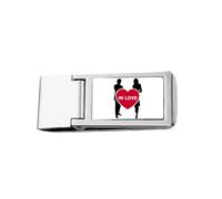 Love Men Women Art Deco Fashion - Cartera delgada para dinero con clip de acero inoxidable