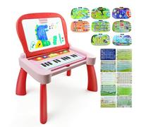 Love&Mini Juguetes para niñas de más de 3 años - Mesa de actividades 3 en 1, juguetes para niños pequeños con 24 teclas, juguetes de piano musical, tarjeta de aprendizaje táctil de 8 lados, tablero de