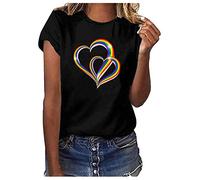 Love Mode Casual O-Cuello Largo de la Manga Camiseta Blusa Corta Macetas Mujeres Colorido Blusa Mujer Sudadera Oversized Mujer, Negro , XXL