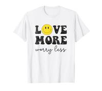Love More Worry Less Retro Smile Face Happy Face Positive Camiseta