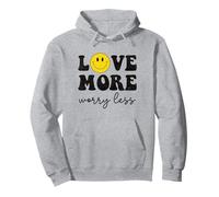 Love More Worry Less Retro Smile Face Happy Face Positive Sudadera con Capucha