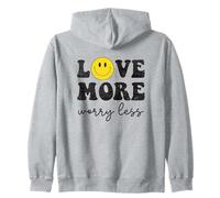 Love More Worry Less Retro Smile Face Happy Face Positive Sudadera con Capucha