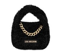 Love Moschino- Bolso de Mano de Peluche Teddy con Correa para el Hombro- Bags- Mujer- Negro- ONE SIZE- Bolso de Mano de Peluche Teddy con Correa para el Hombro