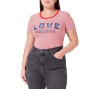 Love Moschino Camiseta de Manga Corta de Tight-fit, Color Rojo Blanco, 46 para Mujer