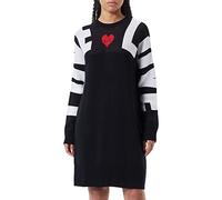 Love Moschino Corte cómodo de Manga Larga con Tejido Jacquard en piqué y corazón con Logo Bordado Vestido, Negro, 42 para Mujer