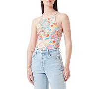 Love Moschino Deep Round Neckline in Stretch Cotton Jersey Printed Allover Multicolor Camiseta, 42 para Mujer