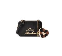 Love Moschino Heart Charm Bolsa de hombro Piel natural 20 cm negro