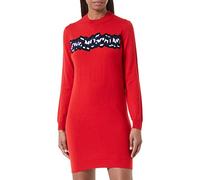 Love Moschino Logotipo de Rayas Jacquard Intarsia On The Front Vestido, Rojo, 42 para Mujer