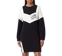 Love Moschino Loose fit Long-Sleeved with Contrast Color Inserts, Back Sleeves and Italic Logo Print on Front Vestir, Black Beige, 44 De Las Mujeres
