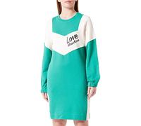 Love Moschino Loose fit Long-Sleeved with Contrast Color Inserts, Back Sleeves and Italic Logo Print on Front Vestir, Beige Green, 40 De Las Mujeres