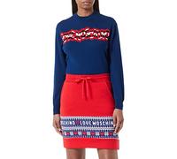 Love Moschino Mini con Inserto Allover Hearts & Penguins Printed Falda, Red Blue White, 42 para Mujer
