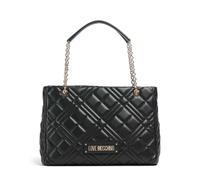 Love Moschino Quilted Bolsa shopping negro, imitación de cuero, mujer