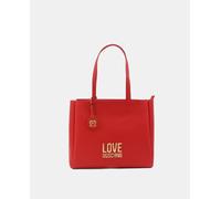 Love Moschino Shopper en rojo con logo dorado en frontal. Rojo