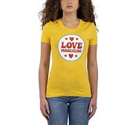 Love Moschino Stretch Cotton Jersey with Logo Patch Print Camiseta, Amarillo, 40 para Mujer