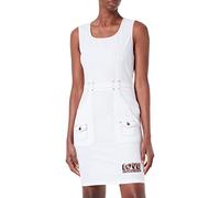 Love Moschino Tube Dress in Stretch Fancy Cotton-Linen Vestido, Blanco óptico, 40 para Mujer