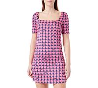 Love Moschino Vestido Corto Ajustado con Cuello Cuadrado, Blue Fuchsia, 42 para Mujer