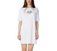 Love Moschino Vestido de Manga Corta en Forma de T Comfort Fit, Blanco óptico, 42 para Mujer
