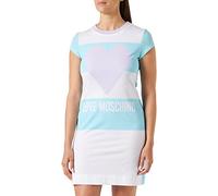 Love Moschino Vestido de Manga Corte Ajustado, Turquoise White Violet, 40 para Mujer