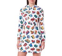 Love Moschino Vestido de Manga Larga de Cintura Cinched con Capucha en algodón elástico, Beige Red Green Yellow, 40 para Mujer