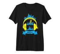 Love Music Auriculares Retro Sound Wave Gráfico Camiseta Premium