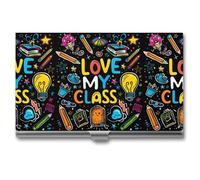 Love My Class - Portatarjetas de visita de metal delgado para tarjetas de crédito, organizador para hombres y mujeres, 9,4 x 5,6 x 0,8 cm, Estilo:, Talla única