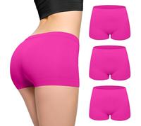 Love My Fashions® Calzoncillos tipo bóxer para mujer, sin costuras, suaves, elásticos, paquete de 3 unidades, Rosa fucsia, S-M