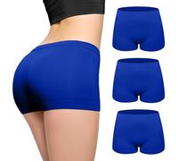 Love My Fashions ® Paquete de 3 calzoncillos tipo bóxer de microfibra de cintura alta para mujer, sin costuras, elásticos, cobertura completa, ropa interior para mujer, azul real, M/L
