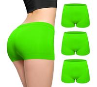 Love My Fashions ® Paquete de 3 calzoncillos tipo bóxer para mujer, cintura alta, sin costuras, elásticos, control de abdomen, transpirables, para correr, entrenar, color negro, verde neón, M-L