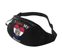 Love My Flag of Missouri Heart Riñonera Informal para Hombres y Mujeres Ocio Deportes Riñonera Deportes Día Ejercicio Regalo
