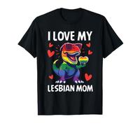 Love My Lesbian Mom Pride Rainbow Queer Ally T-Rex Dino Camiseta