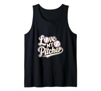 Love My Pitcher Padre de alegría de béisbol ----- Camiseta sin Mangas