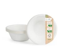 Love Nature Cuencos desechables de pulpa de caña de azúcar 350 ml - 10 piezas de cuencos desechables ecológicos - Vajilla desechable