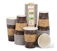 Love Nature Taza de café para llevar de 180 ml, vasos de papel, 50 unidades, vasos desechables para servir café, té, bebidas calientes y frías