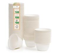Love Nature Taza de inmersión de caña orgánica 60ml 100 piezas - Contenedor de salsa para llevar - Contenedor de salsa - envases pequeños con tapa - recipiente plastico