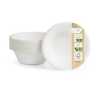 Love Nature Tazones desechables ecológicos de caña de azúcar - (350 ml - 25 unidades) cuencos para sopa con retención de calor duradera - platos hondos duraderos desechables - cuencos desechables