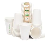 Love Nature Vasos de papel blanco 300 ml 12 oz - tazas de café 50 unidades - Vasos desechables para servir café, té, bebidas calientes y frías