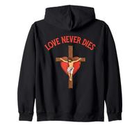 Love Never Dies - Cita bíblica inspiradora Fe Esperanza Jesús Sudadera con Capucha