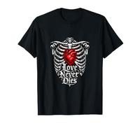 Love Never Dies, Esqueleto gótico, Caja torácica, corazón, Romance Oscuro Camiseta