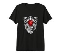 Love Never Dies, Esqueleto gótico, Caja torácica, corazón, Romance Oscuro Camiseta Premium