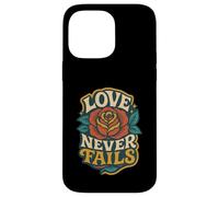 Love Never Fails 1 Corintios 13:8 Verso de la Biblia Cristiano Carcasa para iPhone 14 Pro MAX