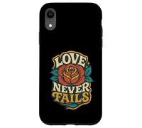 Love Never Fails 1 Corintios 13:8 Verso de la Biblia Cristiano Carcasa para iPhone XR