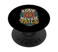 Love Never Fails 1 Corintios 13:8 Verso de la Biblia Cristiano PopSockets PopGrip Adhesivo