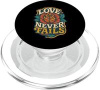 Love Never Fails 1 Corintios 13:8 Verso de la Biblia Cristiano PopSockets PopGrip para MagSafe