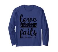 Love Never Fails - Verso bíblico Inspirador Christian Faith Manga Larga
