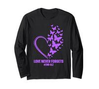 Love Never Forgets End ALZ Alzheimer - Mariposa de Conciencia Manga Larga
