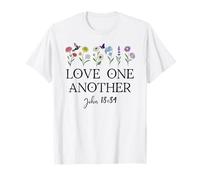 Love One Another Daisy Boho Christian Bible Verse John 13:34 Camiseta